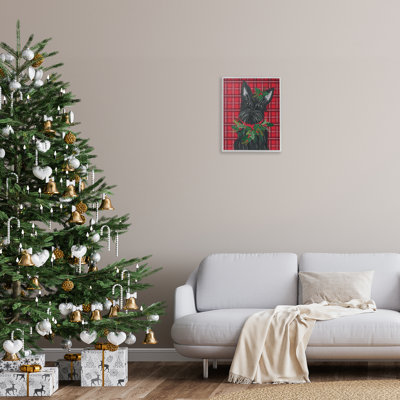Scottie Dog on Red Plaid Framed Giclee Art, design by Lisa Perry Whitebutton