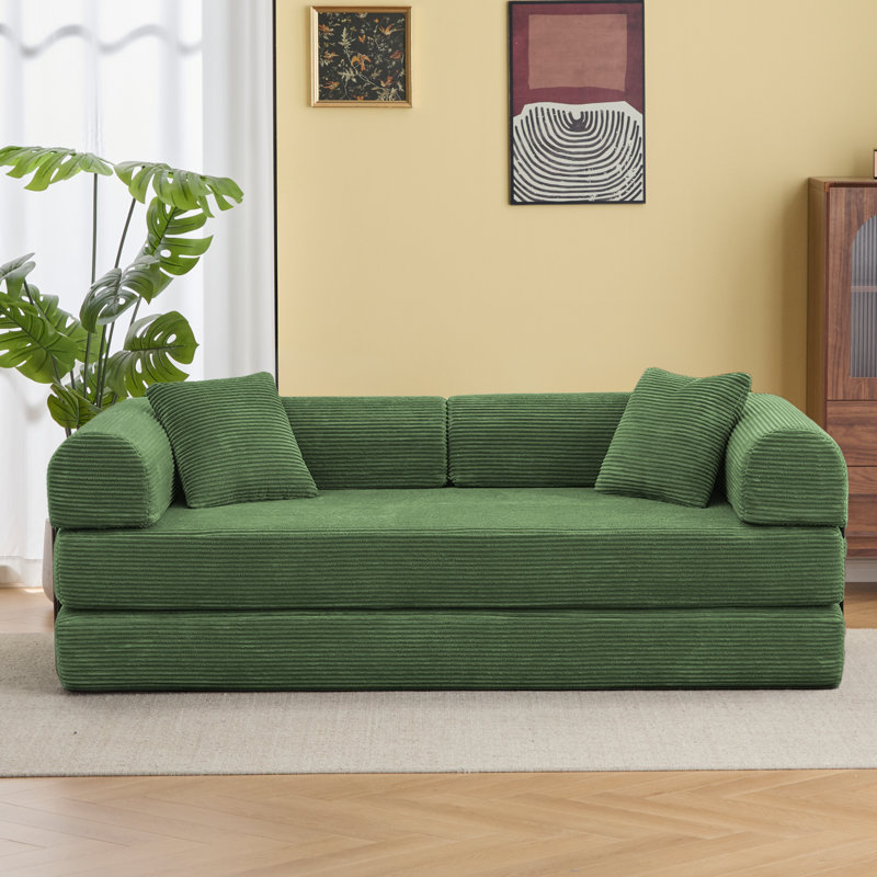 Convertible Sleeper Sofa, Foldable Floor Couch No Assembly, Green