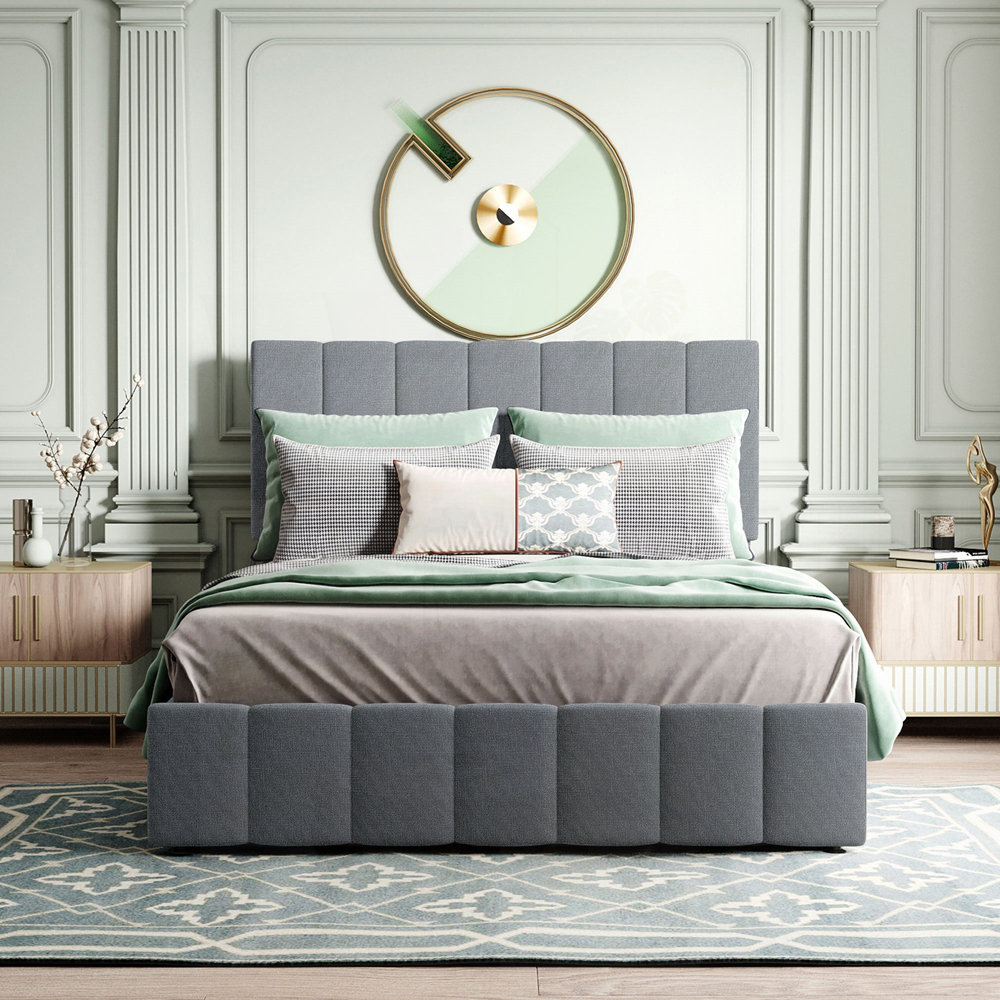 Photo inspiration: Latitude Run Queen Size Upholstered Platform Bed With Hydraulic Photo Inspiration