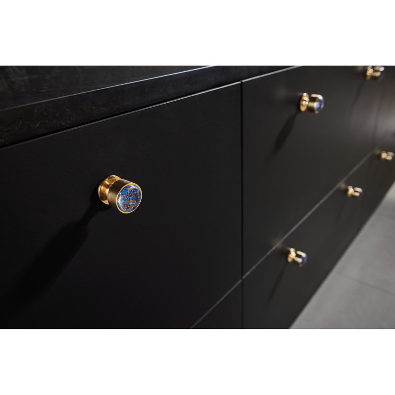 Firesky Diameter Knob, Polished Brass, Mohave Lapis, 1 1/8"