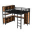 Robuste, grand lit, lit mezzanine en métal, bureau, garde-robe, garde-corps complet, espace de lecture en L pour chambre d'adolescent, solution peu encombrante, petit