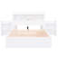 Lit double avec tablettes coulissantes, lit gigogne simple, 2 tiroirs, fabrication en bois robuste, sans sommier, bois massif blanc ferme