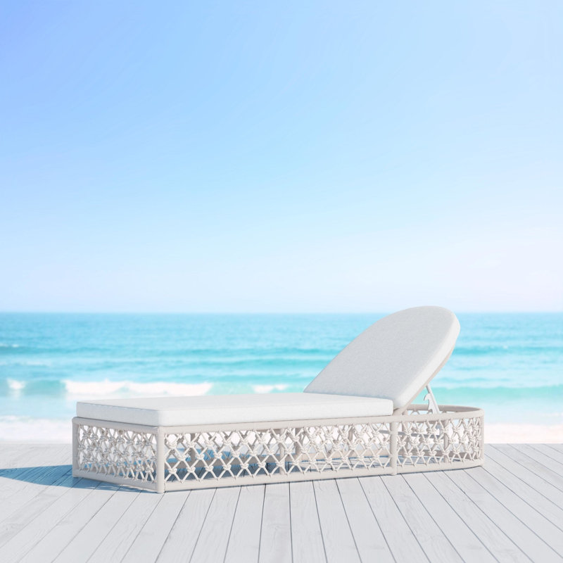 Amelia 78.35" Long Reclining Single Chaise with Cushions, Sand Frame/Cloud Cushion