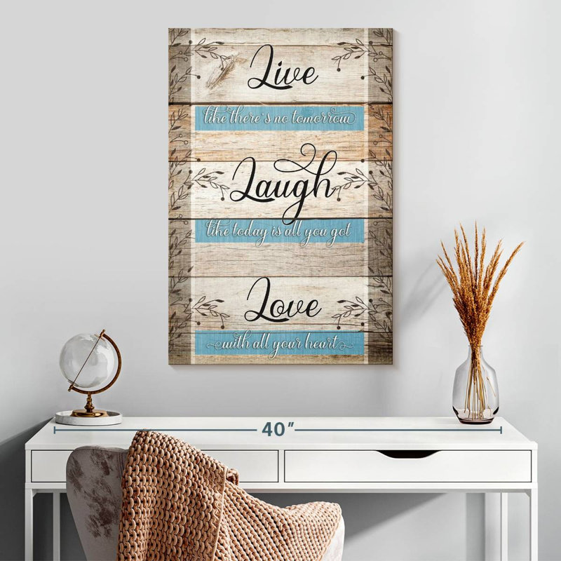 Citation inspirante «Tergel Live Laugh Love», H 30 po x l 20 po