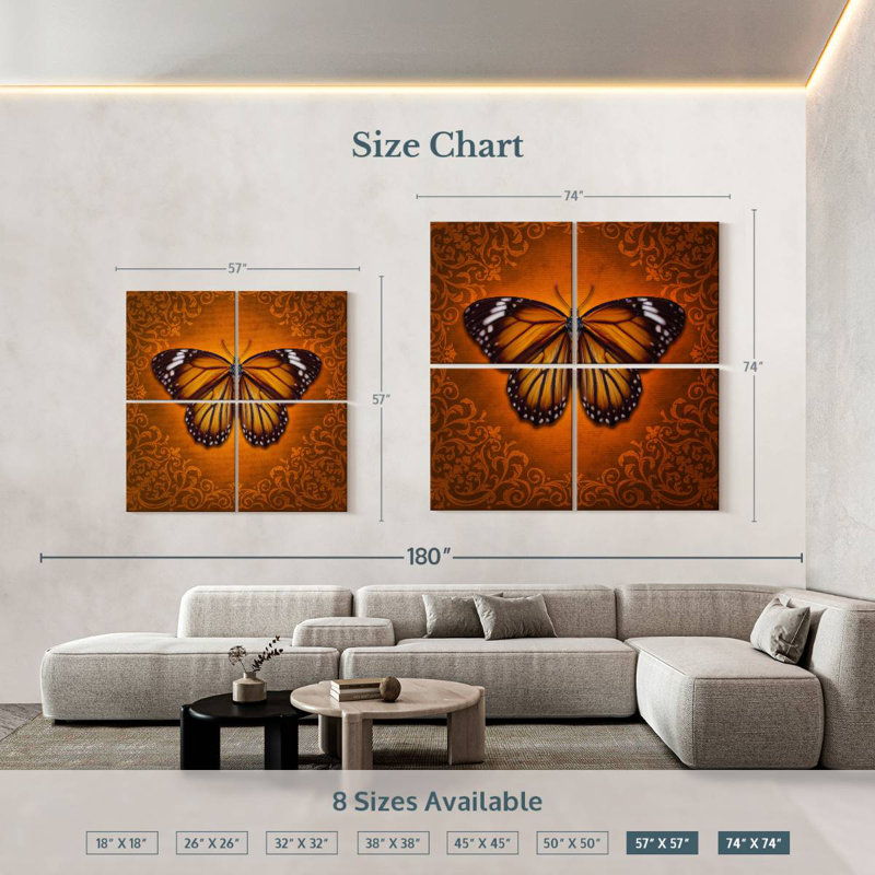 Brampt Ornate Monarch Butterfly, 74" H x 74" W