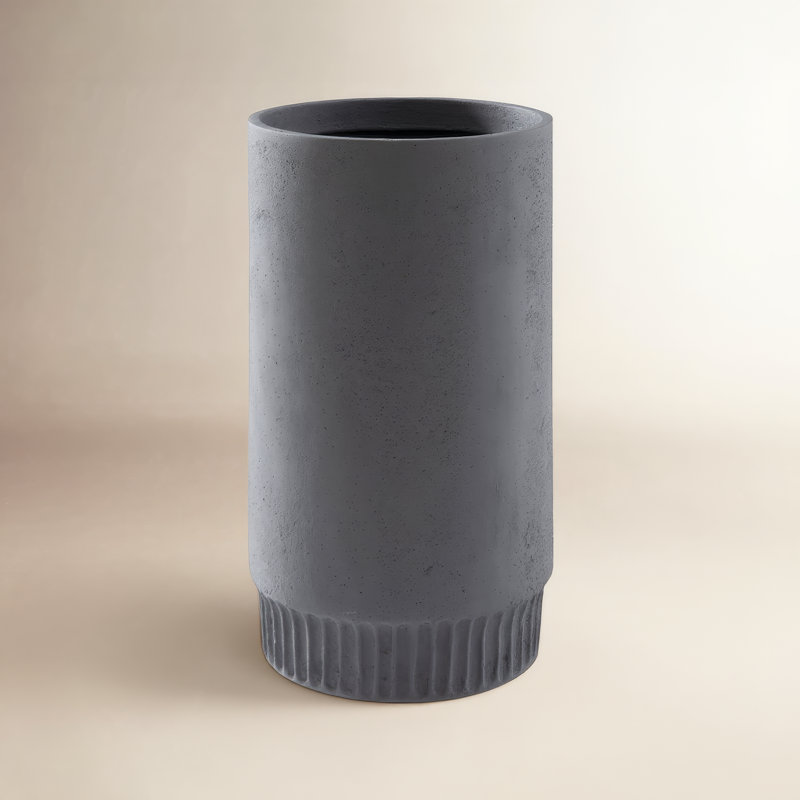 Harvest Medium Resin Pot Planter, Dark Gray, 13" H x 7" W x 7" D
