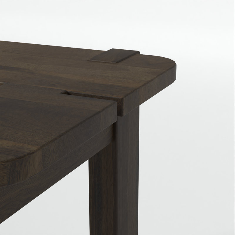 Solid Wood Modern Rectangular End Table – 22″ × 20″, Mocha Brown Finish, Wood Side Table for Living Room, Easy Assembly