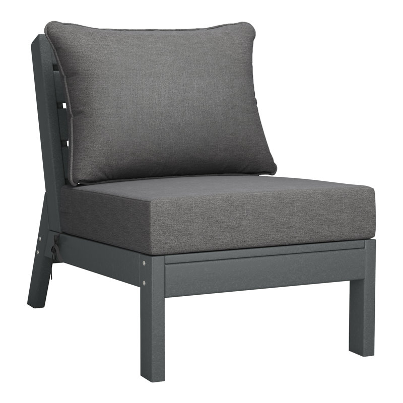Deep Seating Armless Chair With Cushions, Gray, Gray