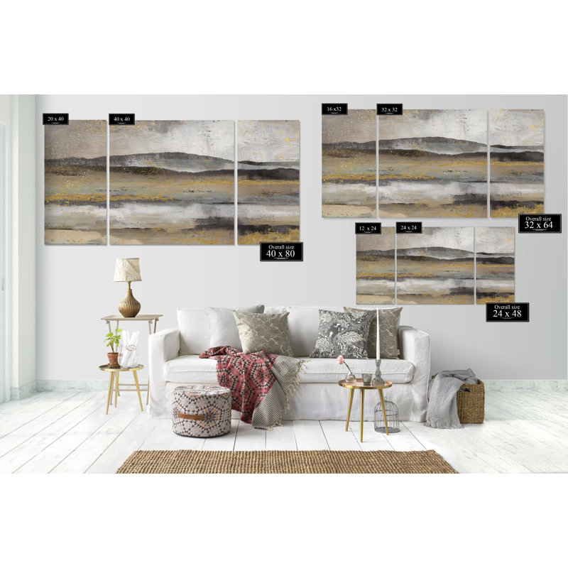 Rolling Hills - Ensemble de 3 reproductions d'images sur toiles tendues, H 24 po x l 48 po x P 1,5 po