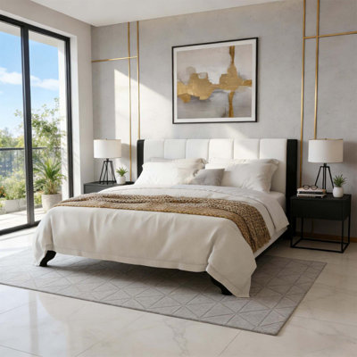 Spacious King-Size Bed Frame with Pine and MDF, Modern Design, No Box Spring Required, Supports 600 lbs(Mattress Not Included)