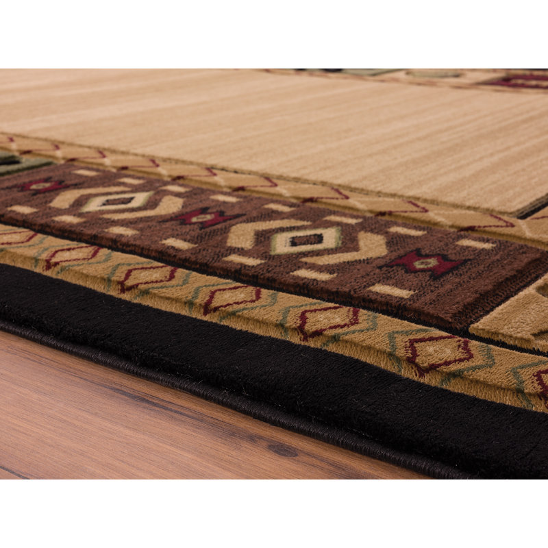 Tapis beige à bordure Ethier, Rectangle 2 pi 7 po x 4 pi 2 po