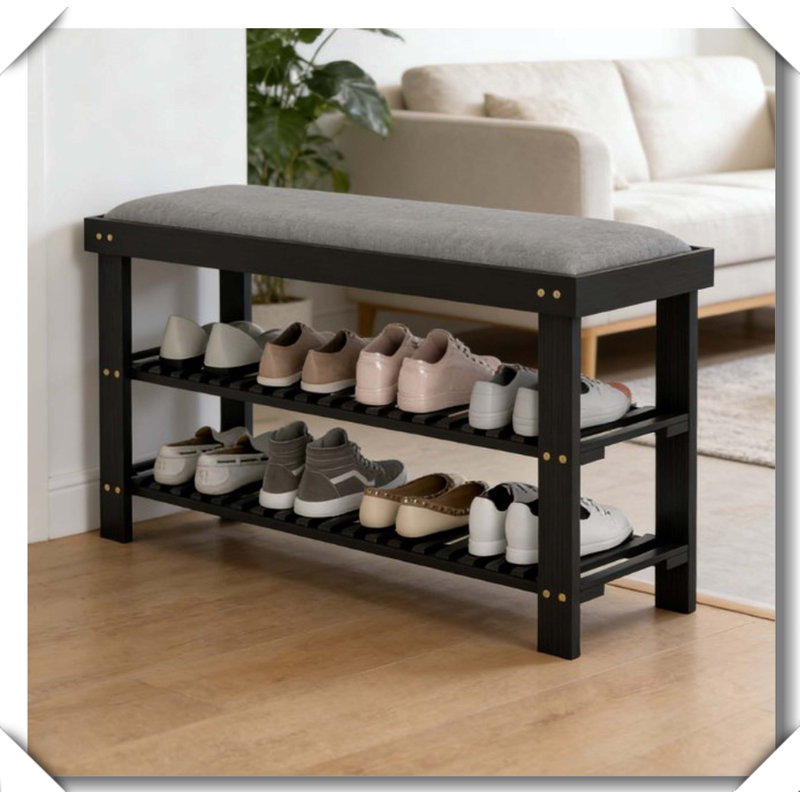 Entryway Bench Shoe Storage, 19.3" H x 35.4" W x 11.4" D