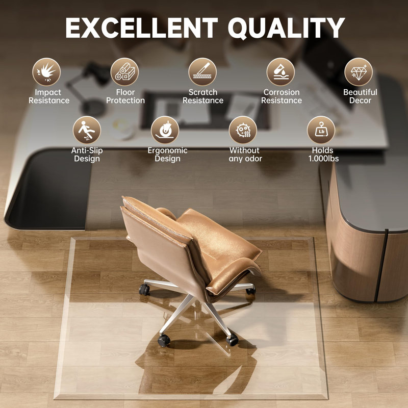 Tapis de chaise en verre biseauté à bords biseautés