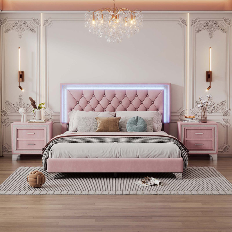 Ensemble de chambre à coucher 3 pièces avec lumières DEL