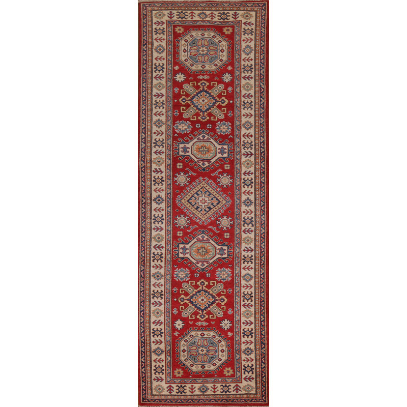 Tapis rouge à motif géométrique Kazak