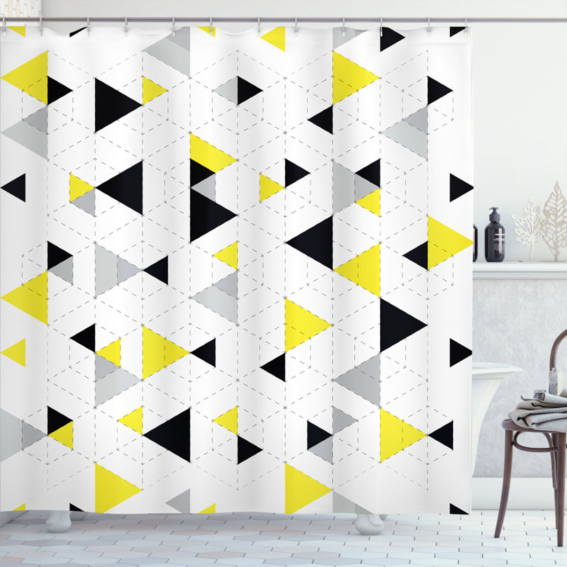 Ivar Geometric Shower Curtain with Hooks Included, 69" W x 70" L