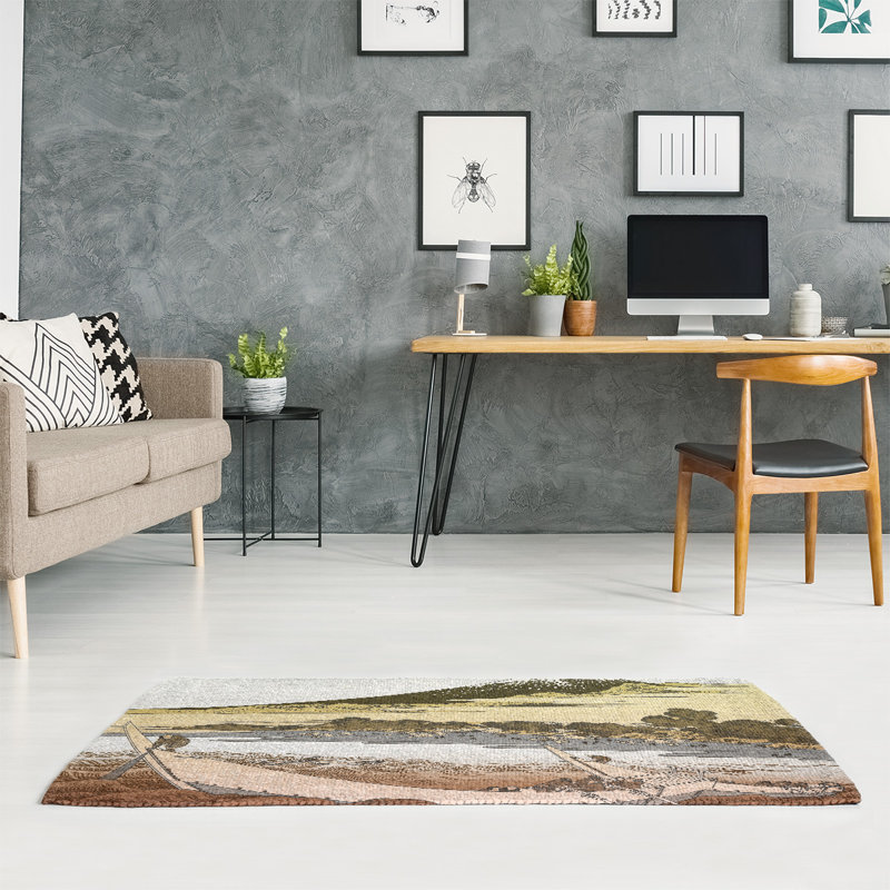 Tapis jaune/orange/vert shore of tago bay, Rectangle 3 pi x 5 pi