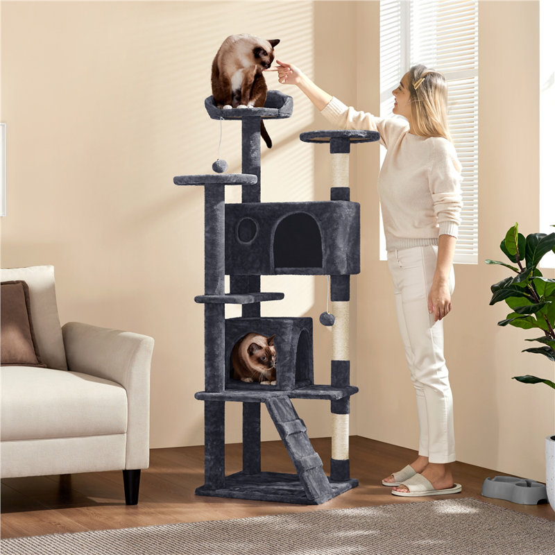 Arbre à chat 61,5 po Dagenham, Gris foncé, H 61,5 po x l 19,5 po x P 19,5 po