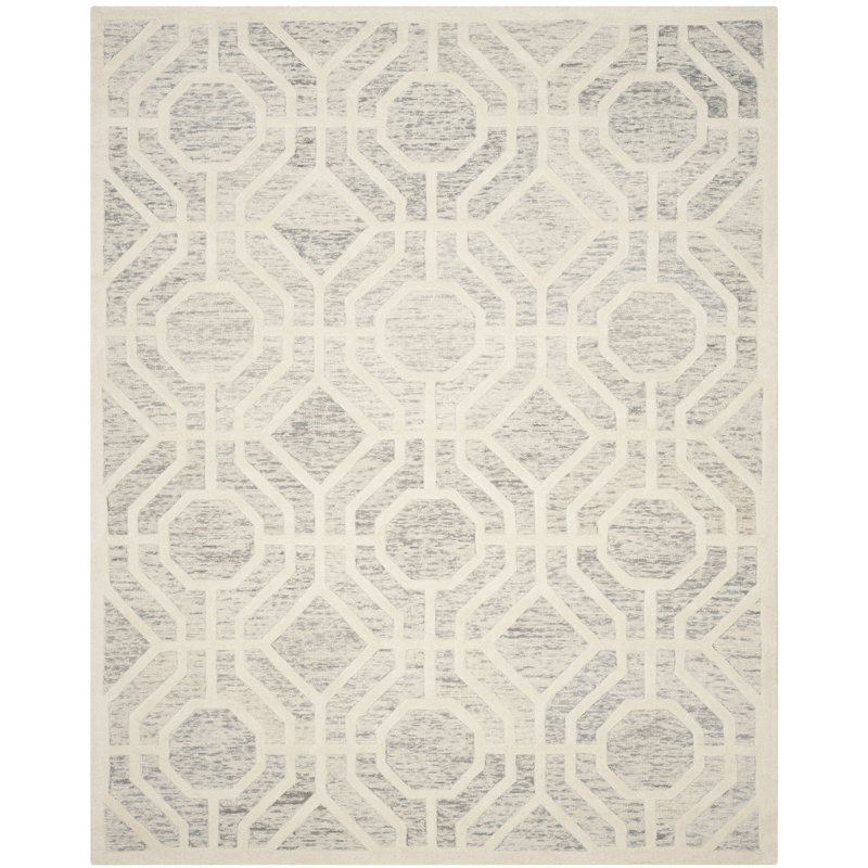 Deedgra Hand Tufted Wool Geometric Rug, Rectangle 8' x 10'