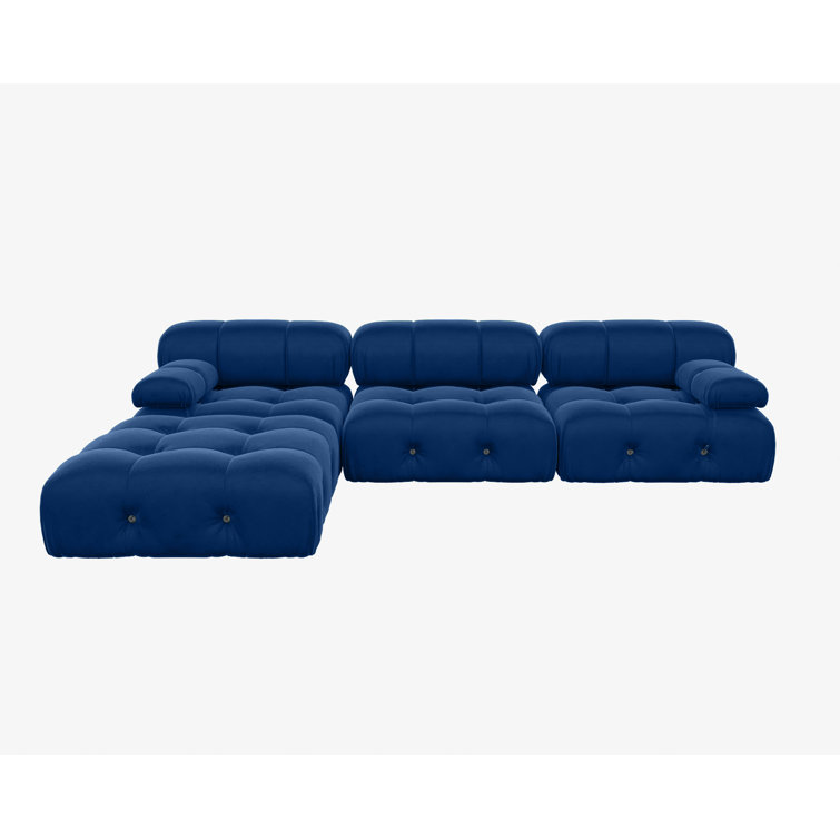 104" Wide Velvet Reversible Modular L Shaped Sectional Sofa & Chaise with Ottoman