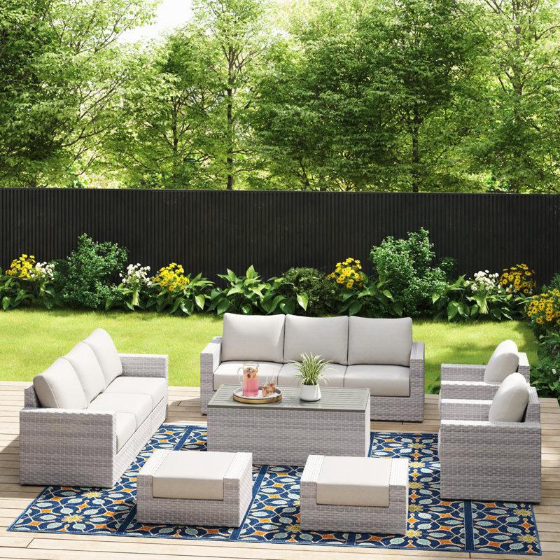 Avrahom 9-Piece Deep Seating Set, Light Gray