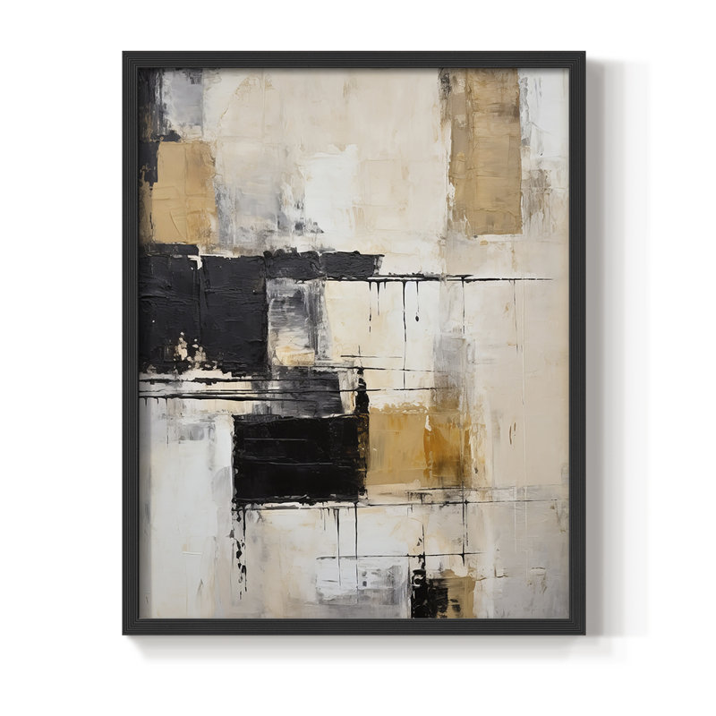ABSTRACT Series CECXCII - Impression encadrée de qualité supérieure - Prêt à être accroché - Aucun clou requis, Noir