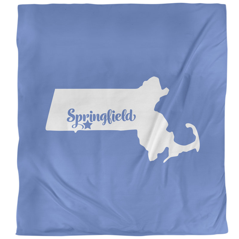 Housse de couette simple Massachusetts, Housse de couette pour très grand lit, Bleu, Microfibre