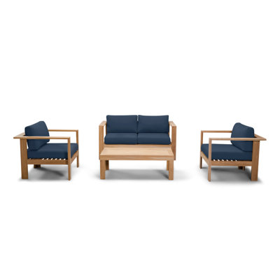 Ando 4 Piece Teak Sofa Seating Group with Sunbrella Cushions