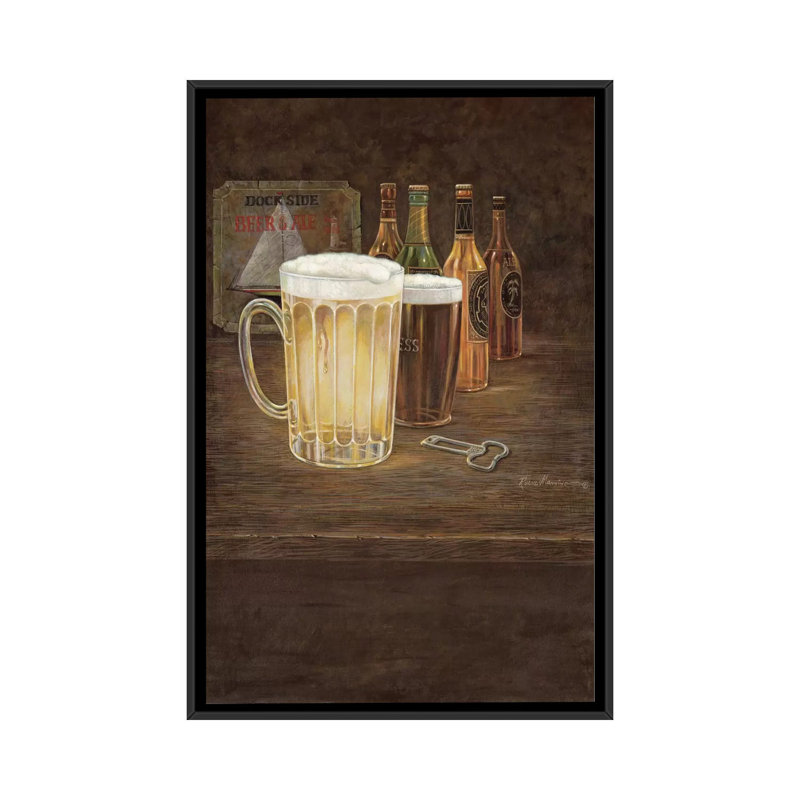« dockside bière », impression sur toile, H 26 po x l 18 po x P 1,5 po, Toile avec cadre noir, Pas de tapis