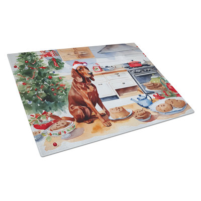 Redbone Coonhound Christmas Cookies Glass Cutting Board