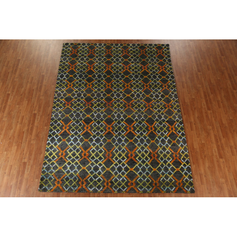 Tapis géométrique marocain noué à la main 9 x 11