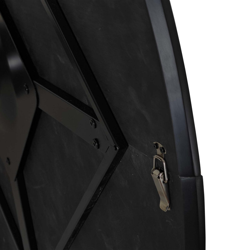 Modern Round Dining Table, Four Patchwork Tabletops With Metal Base, Black, 29.53" H x 47.24" L x 47.24" W, Black