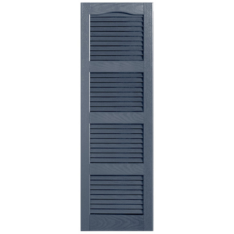 Cathedral Top Four-style Open Louvre Shutters Pair, 9", 51", Indigo Blue
