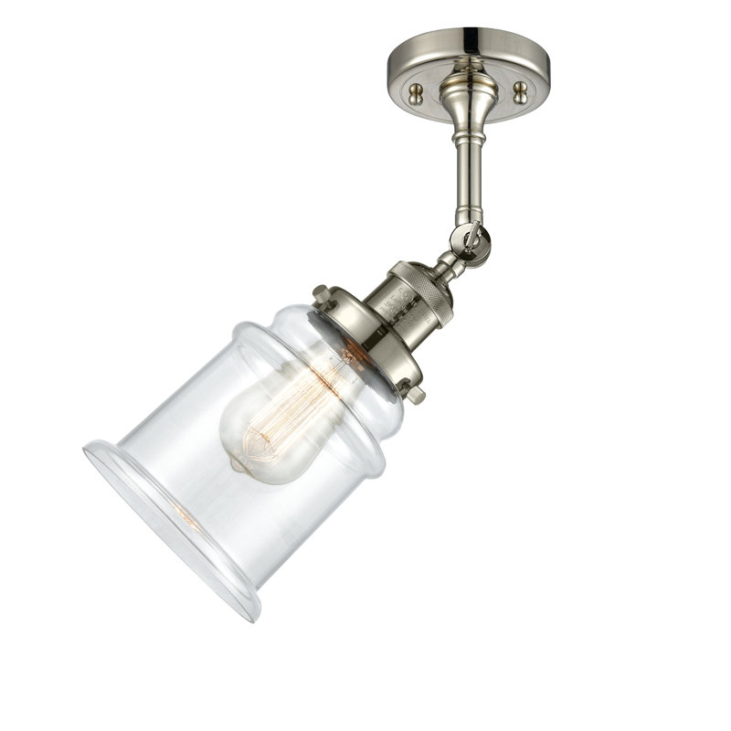 Galaviz Glass Semi Flush Mount, Polished Nickel, Clear