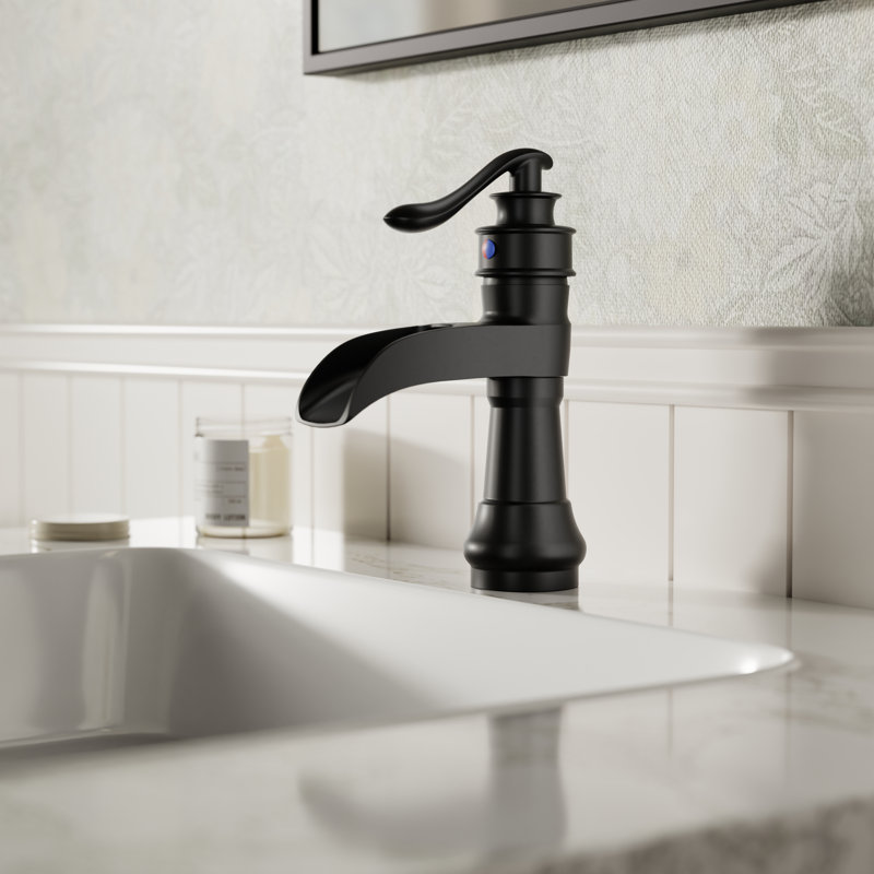 Single-handle Bathroom Faucet with Drain Assembly, Matte Black