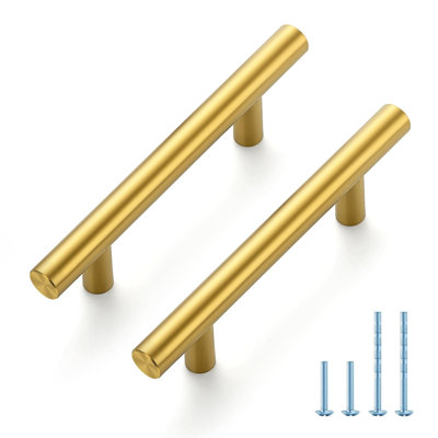 Poignées de tiroir dorées, CC 3 po, paquet de 30, poignées en acier inoxydable d'une longueur de 5 po, poignée lisse, mise à niveau des armoires de cuisine, pour armoires, tiroirs, commodes, garde-robes