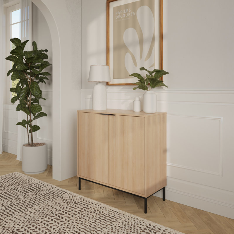 Slim 2-Door Storage Cabinet, Beige