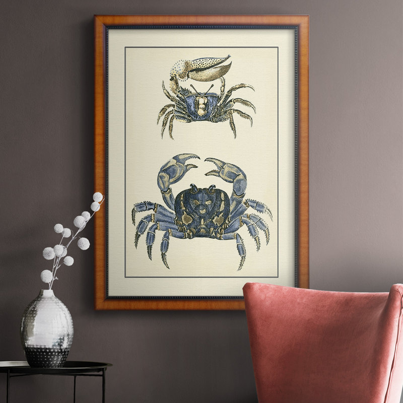 Toile encadrée de qualité supérieure antique Blue Crabs II - prête à être accrochée, H 27 po x l 18 po x P 2,5 po