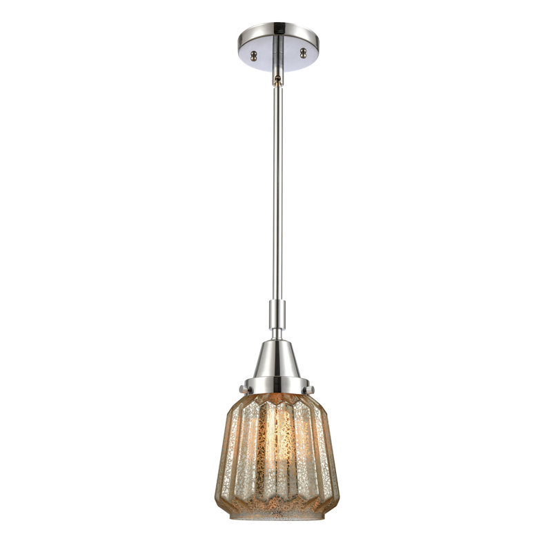 Luminaire suspendu cylindrique à 1 lumière Caggiano, DEL, Mercurisé, Chrome poli