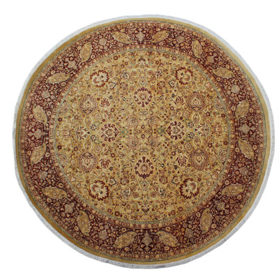 Tapis de surface en laine ronde noué la 2010 brun/ivoire 8 pi one-of-kind Clearman