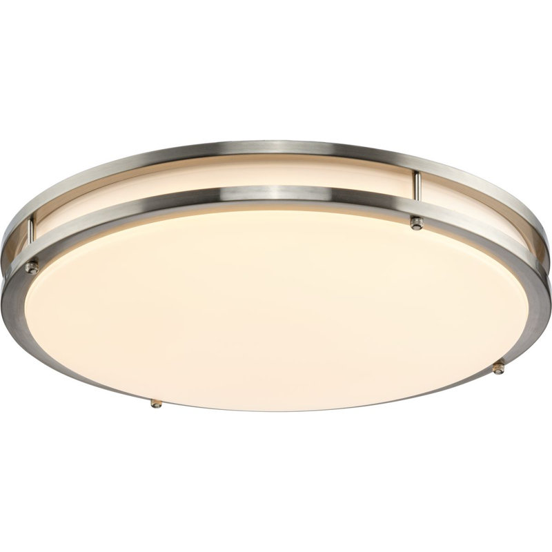Plafonnier encastré 5 lumières, Nickel brossé, H 3,2 po x l 17,7 po x P 17,7 po