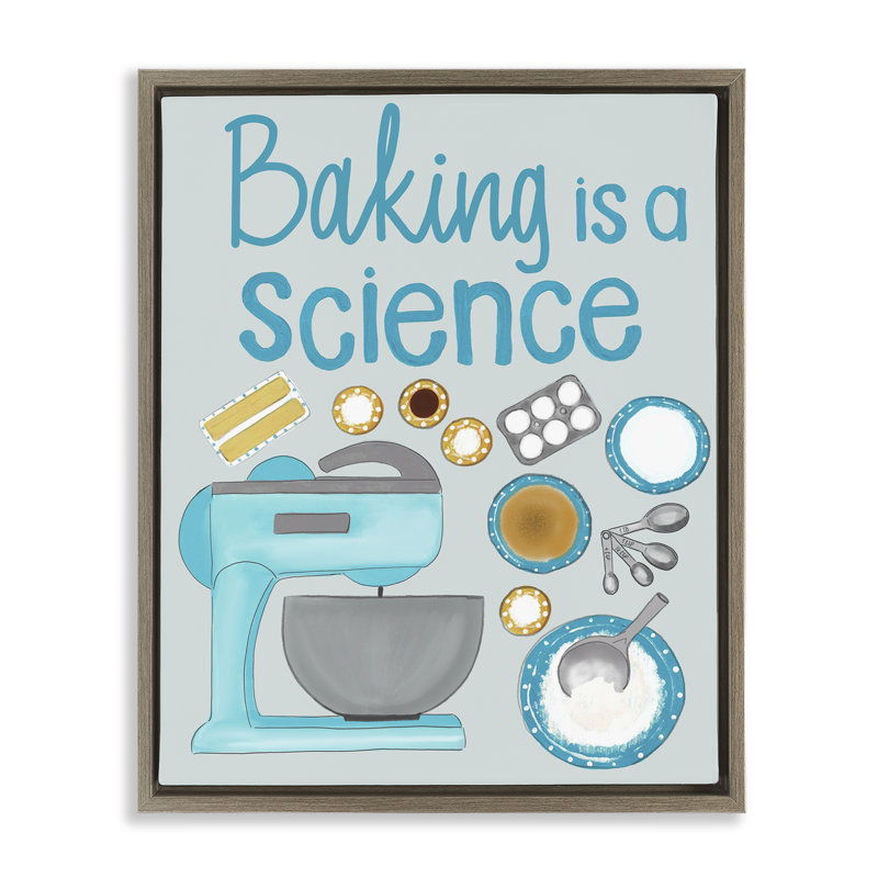 Cadre flottant «Bake Is A Science», conception par Christine Becker, H 31 po x l 25 po, Cadre flottant orme Montalcino