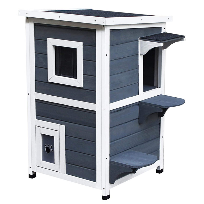 Maison d'extérieur pour chat avec porte de secours