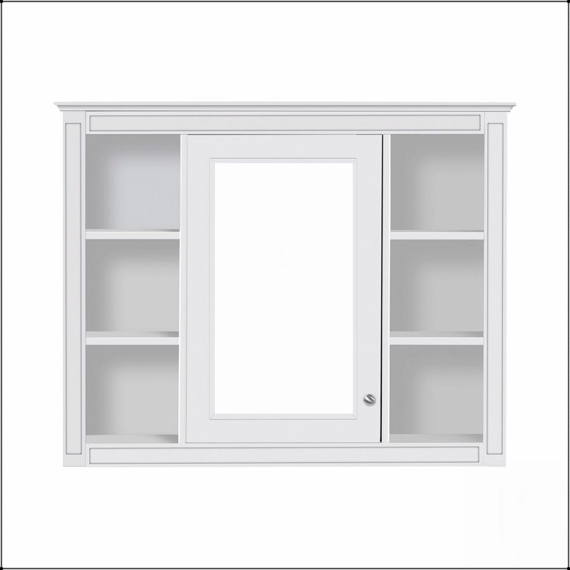 Armoire de salle de bain murale moderne avec 6 tablettes ouvertes, panneau de fibres à densité moyenne durable et rangement réglable, idéale pour la vie organisée