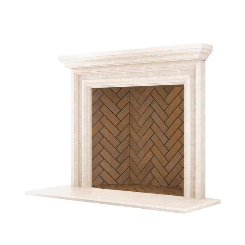 Cadre de cheminée Grand Monterey, Beige travertin