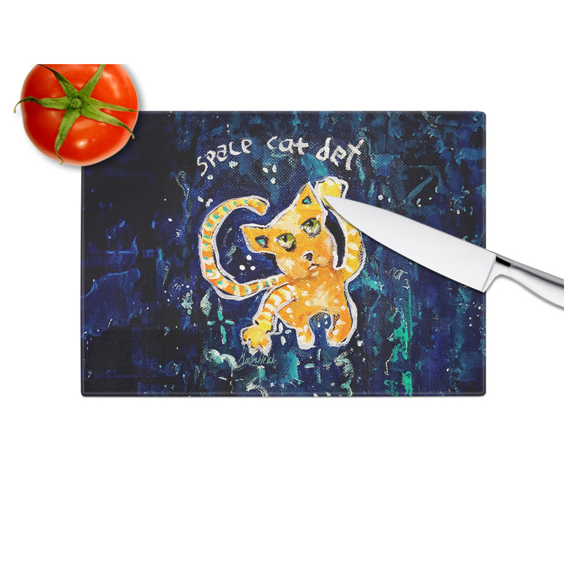 Space Cat Det Cat Glass Cutting Board