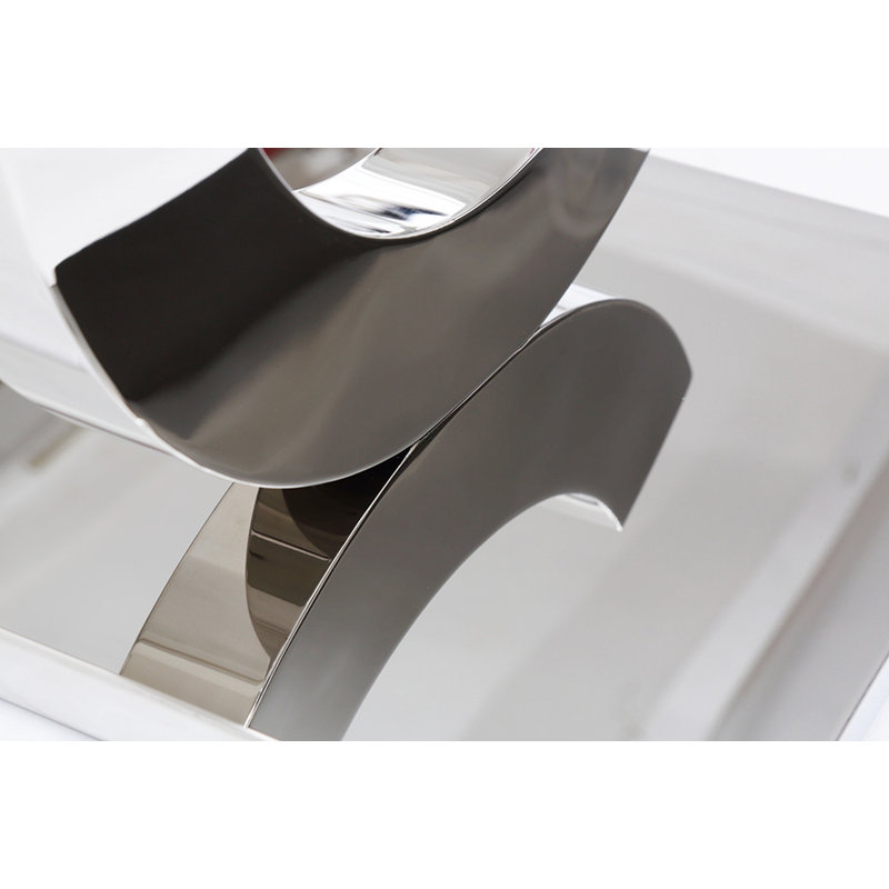 Elvia Glass Top Abstract End Table, Silver