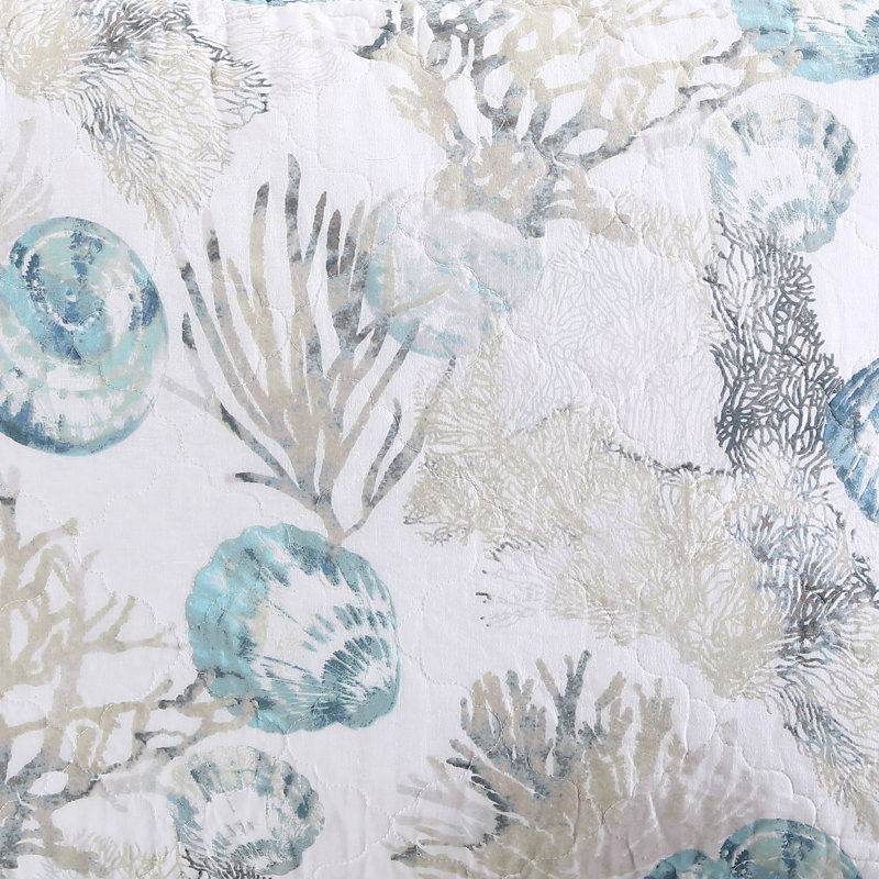 King Size Blue Cotton Reversible Quilt Set