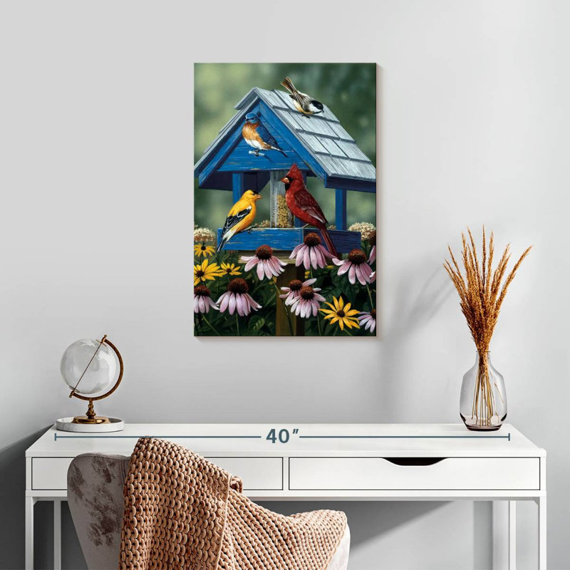 Brampt Birdhouse Birds Coneflower, 24" H x 16" W