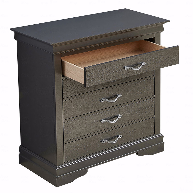 Commode noire élégante en métal transitionnel, Noir